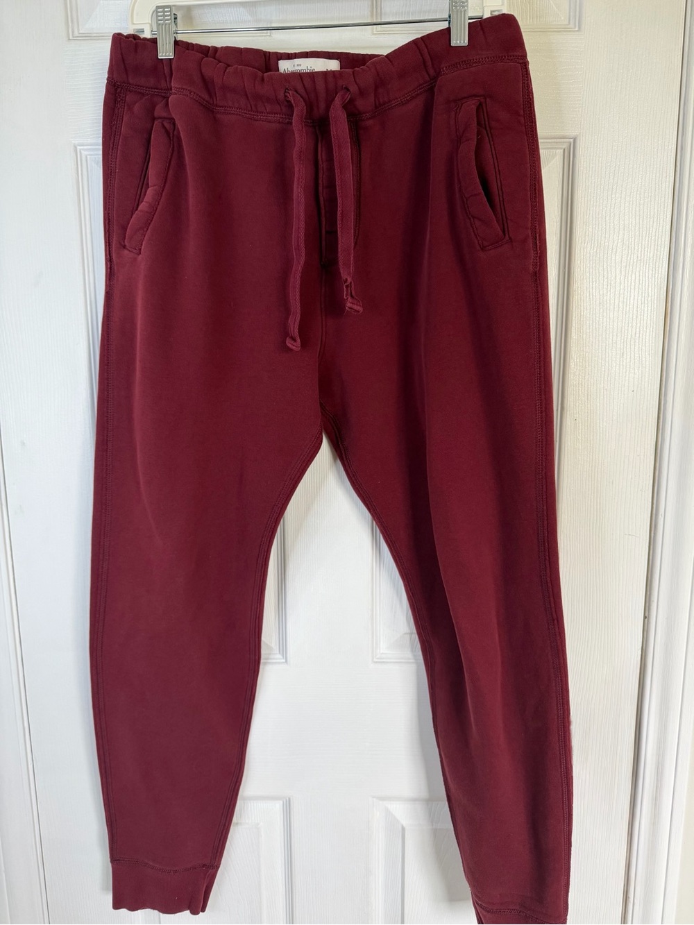 Abercrombie & Fitch Burgundy Fleece Joggers Size M - Small Hole